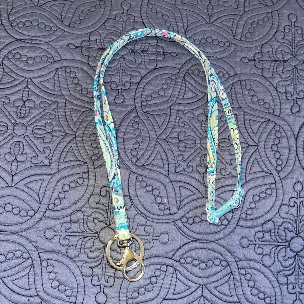 Vera Bradley Teal Blue Floral Lanyard Key Holder